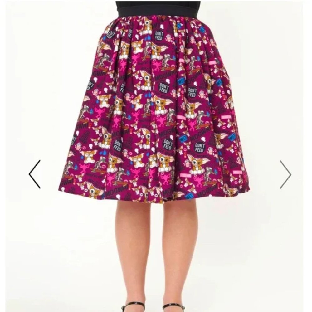 Gremlins x Unique Vintage Mogwai Rules Print Jayne Swing Skirt, NWT